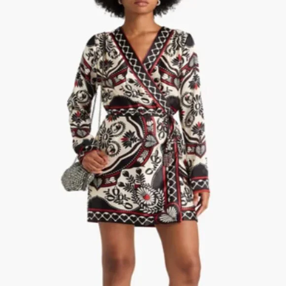 NWOT Farm Rio Passion Scarf Wrap Mini Dress XXS $215 - Picture 12 of 15